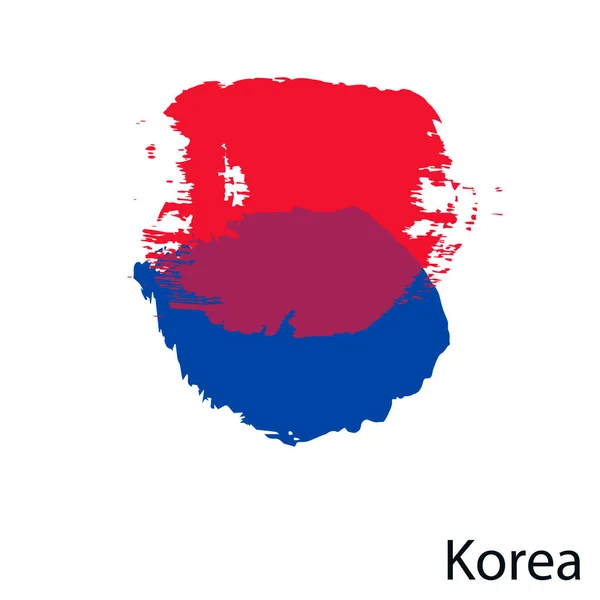 Dél Korea Zászlóeleme Ázsiai Jin Jang Jel Kompozíció Kézzel Rajzolt — Stock Vector