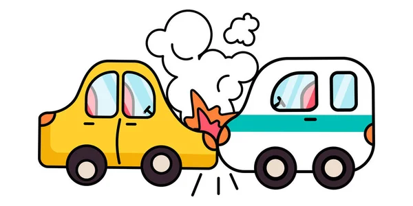 Автокатастрофа Авто Страховка Векторная Иллюстрация Комического Стиля Концепция Автомобильной Аварии — стоковый вектор