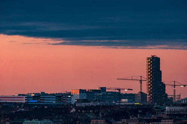 Stockholm Sweden City Skyline Sunset Norra Torn Skyscraper — Stock Photo, Image