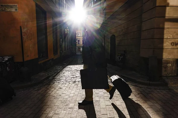 Stockholm Sveç Gamla Stan Veya Old Town Kış Işığında Yayalar — Stok fotoğraf