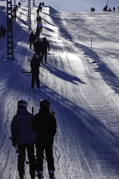 Orsa Dalarna Province Sweden Skiers Ski Lift Orsa Ski Resort — Stock Photo, Image