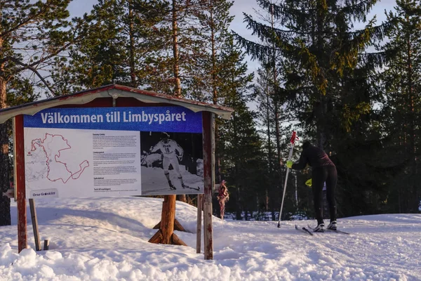 Orsa Provincia Dalarna Suecia Una Mujer Prepara Para Practicar Esquí — Foto de Stock