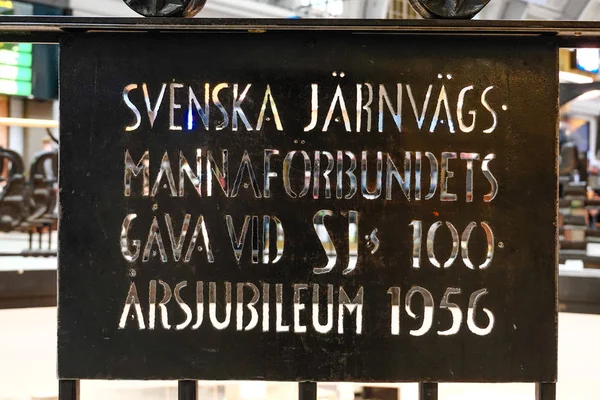 Stockholm Zweden Een Teken Het Centraal Station Ter Herdenking Van — Stockfoto