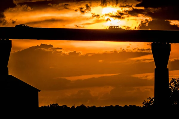 Solomons Island Maryland Puente Sobre Río Patuxent Atardecer —  Fotos de Stock