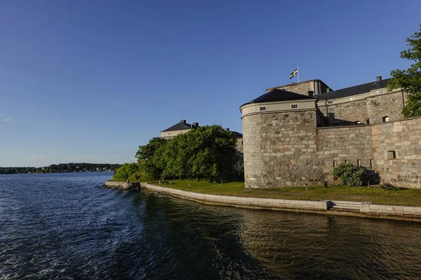 Vaxholm Suécia Fortaleza Vaxholm Século Xvi Construída Sobre Uma Ilhota — Fotografia de Stock