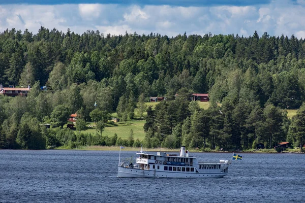 Leksand Svezia Piroscafo Gustav Wasa Riempie Acqua Del Lago Siljan — Foto Stock