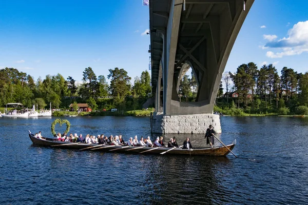 Leksand Sweden Swedish Midsummer Celebration Largest Celebration Sweden Row Boats — Stockfoto