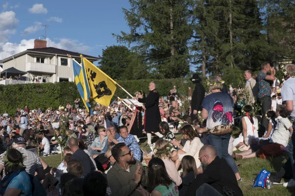 Leksand Svezia Pubblico Alla Festa Svedese Mezza Estate Più Grande — Foto Stock