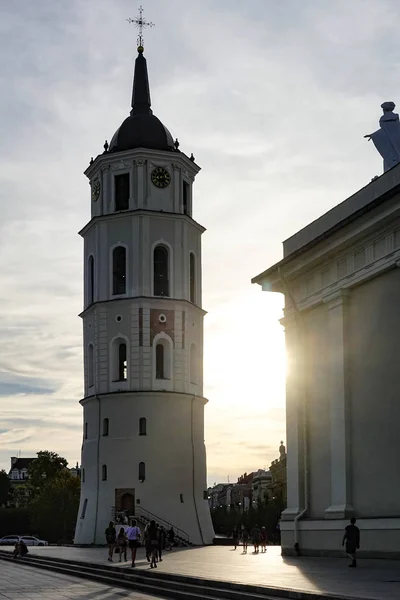 Vilnius Litvanya Gün Batımında Vilnius Katedrali Çan Kulesi — Stok fotoğraf
