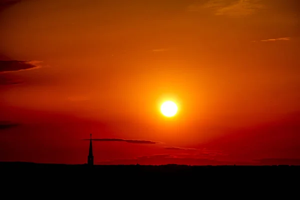 Estocolmo Suecia Crepúsculo Sobre Horizonte Estocolmo Con Iglesia Stora Essingen —  Fotos de Stock