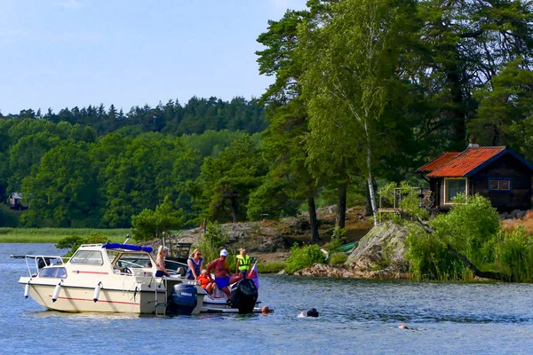 Stoccolma Svezia Boaters Godersi Una Giornata Estiva Nel Lago Malaren — Foto Stock