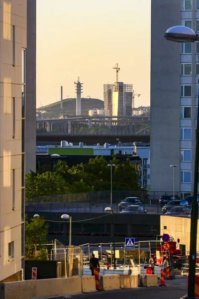 Estocolmo Suecia Una Vista Hacia Ciudad Hacia Hammarbybacken Desde Nybohovsbacken — Foto de Stock