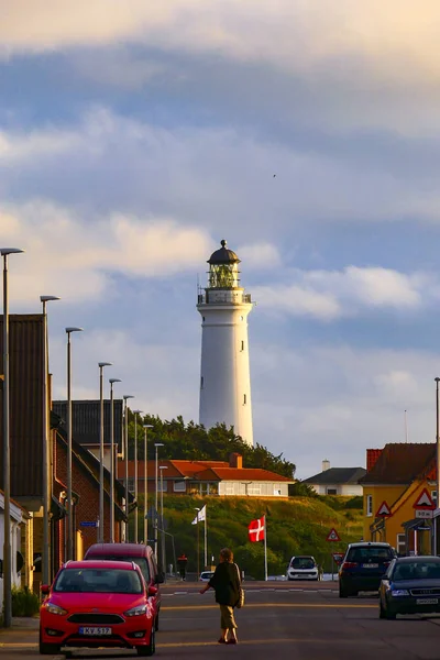 Hirtshals Dinamarca Faro Hirtshals Construido 1863 Una Calle Barrida Por —  Fotos de Stock