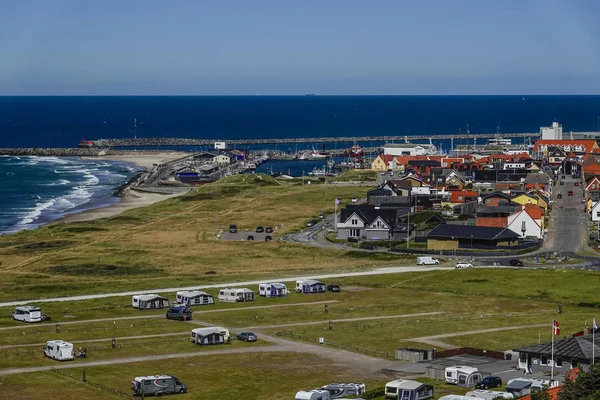 Hirtshals Danmark Flygbild Över Kuststaden Norra Jylland — Stockfoto