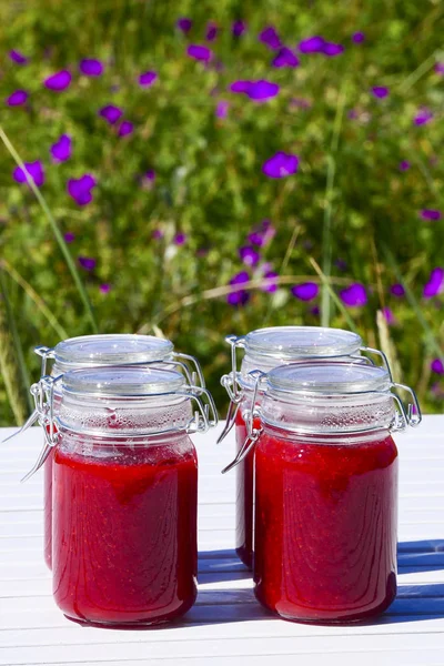 Confiture Fraises Fraîchement Préparée — Photo