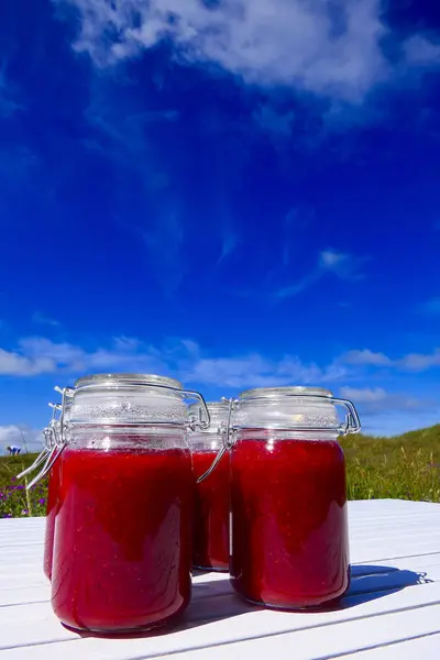 Confiture Fraises Fraîchement Préparée — Photo