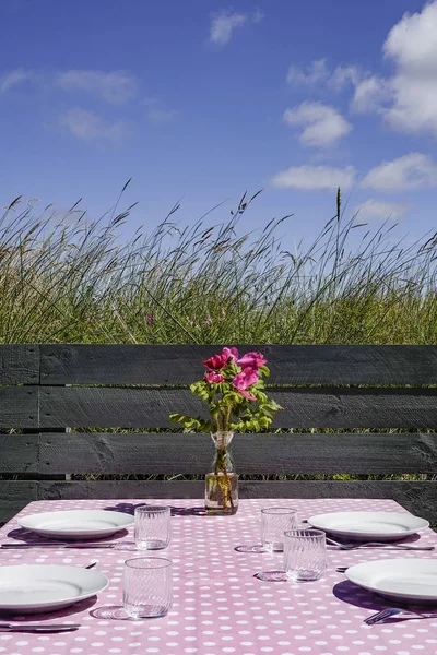 Hirtshals Dinamarca Patio Para Almorzar Tarde Verano —  Fotos de Stock