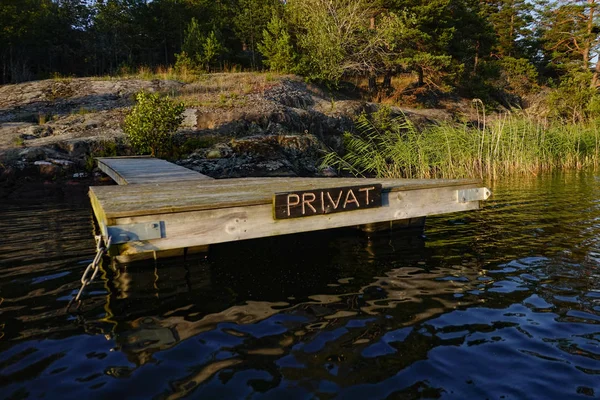 Stoccolma Svezia Piccolo Molo Sul Lago Malaren Dice Privato — Foto Stock