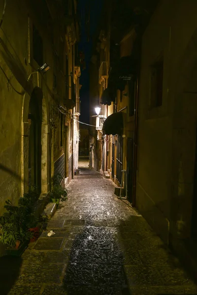 Syracuse Sicily Italy One Many Narrow Alleys Ortygia Island Night — Stock Photo, Image