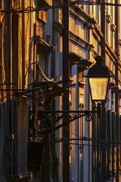 Syrakus Sizilien Italien Eine Kleine Klassische Seitenstraße Der Untergehenden Sonne — Stockfoto