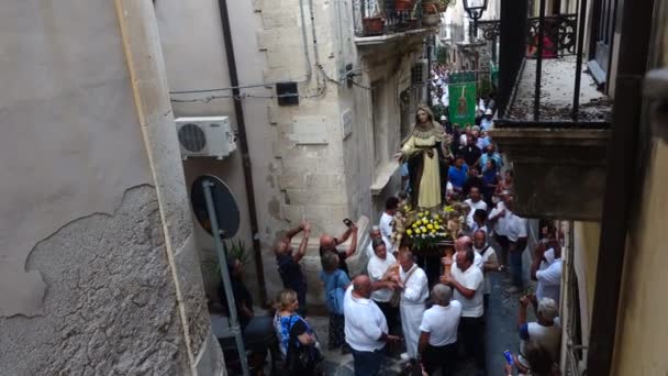 Syracuse Sicilië Italië Een Madonna Processie Hemelvaartsdag — Stockvideo