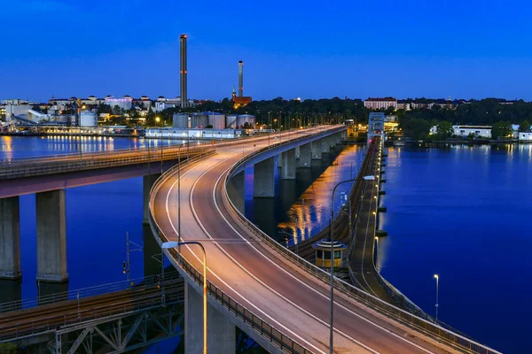 Estocolmo Suecia Puente Entre Suburbio Ropsten Isla Lidingo — Foto de Stock