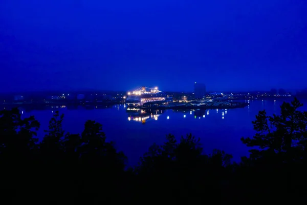 Stockholm Schweden Ein Kreuzfahrtschiff Stockholmer Hafen Das Als Frihamnen Bekannt — Stockfoto