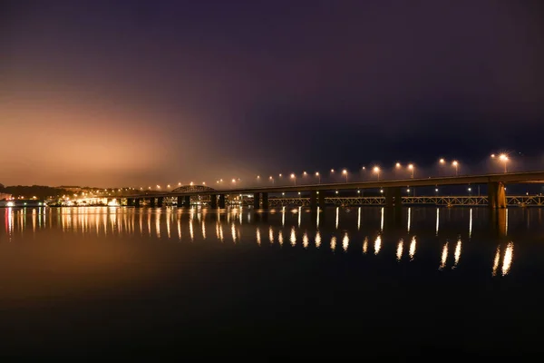 Estocolmo Suécia Ponte Lidingo Hora Azul Para Ilha Lidingo — Fotografia de Stock