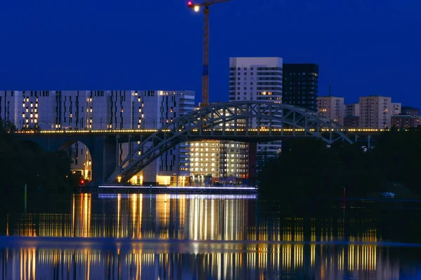 Stockholm Suède Quartier Liljeholmskajen Nuit — Photo