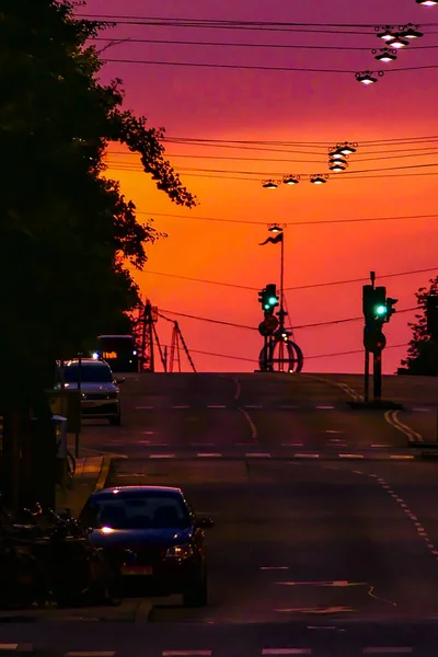 Estocolmo Suecia Hornsgatan Una Calle Principal Través Sodermalm Amanecer —  Fotos de Stock