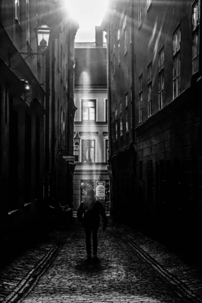 Stockholm Sveç Yayalar Gamla Stanor Old Town Kış Işığında — Stok fotoğraf