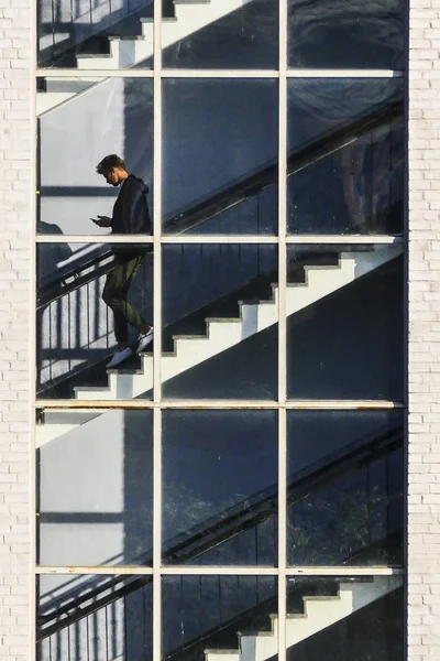 Стокгольм Швеція Люди Офісі Будівлі Сходи Marievik — стокове фото