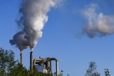 Harnosand, İsveç Bir hamuru ve kağıt işleme tesisi duman dışarı geğirir.