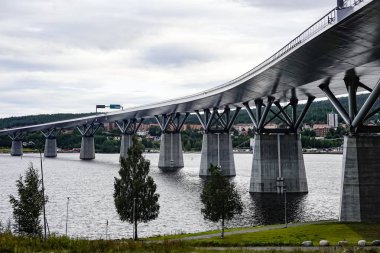 Sundsvall, İsveç E-4 otoyol köprüsü.