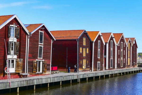 Hudiksvall Suécia Velhos Barcos Pescadores Sundskanalen Canal Sund Também Conhecido — Fotografia de Stock