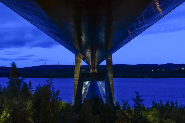 Most Wysokiego Wybrzeża Pomiędzy Kramfors Harnosand Szwecja Prowincji Angermanland — Zdjęcie stockowe
