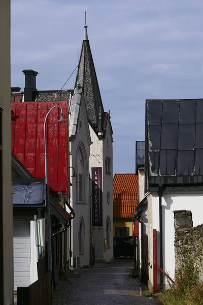 维斯比 哥特兰 这个中世纪小镇的后街 — 图库照片