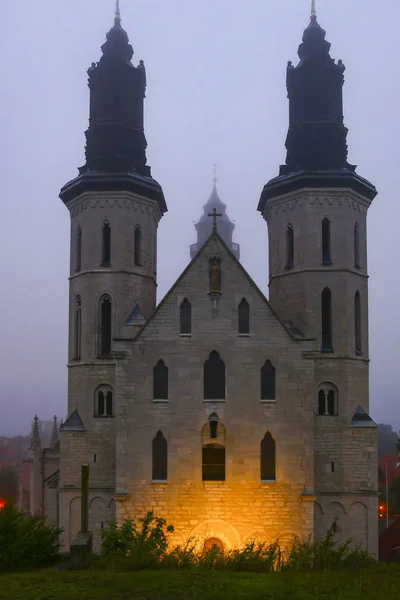 Visby Gotland Sveç Tjhe Visby Katedrali Sabahın Erken Saatlerinde Sis — Stok fotoğraf