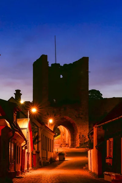 Висби Готланд Швеция Темные Загадочные Улицы Средневекового Старого Города Северный — стоковое фото