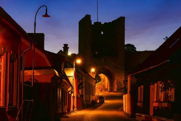 Висби Готланд Швеция Темные Загадочные Улицы Средневекового Старого Города Северный — стоковое фото