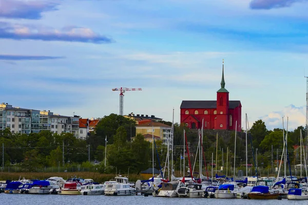 Nynashamn Švédský Kostel Přístav Nynashamnu — Stock fotografie