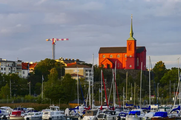 Nynashamn Svédország Nynashamn Templom Kikötő — Stock Fotó