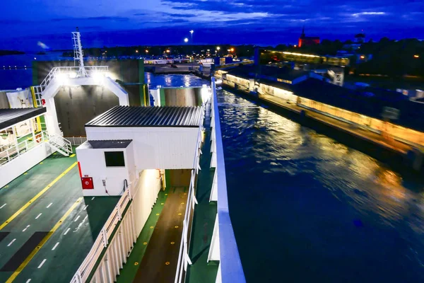 Nynashamn Швеція Балтійського Моря Пором Острові Gotland Листя Dock Увечері — стокове фото
