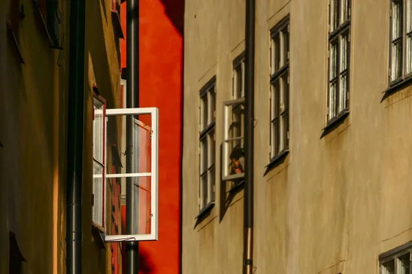 Estocolmo Suecia Windows Draken Grand Enla Vieja Ciudad Gamla Stan —  Fotos de Stock