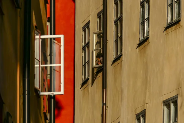 Stockholm Suède Windows Draken Grand Inthe Old Town Gamla Stan — Photo
