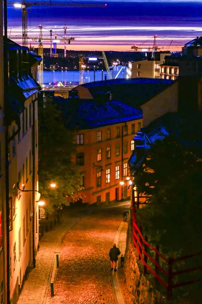 Estocolmo Suecia Horizonte Ciudad Amanecer Bastugatan — Foto de Stock