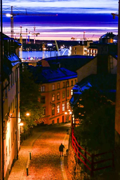 Stockholm Svédország Város Skyline Hajnal Bastugatan — Stock Fotó