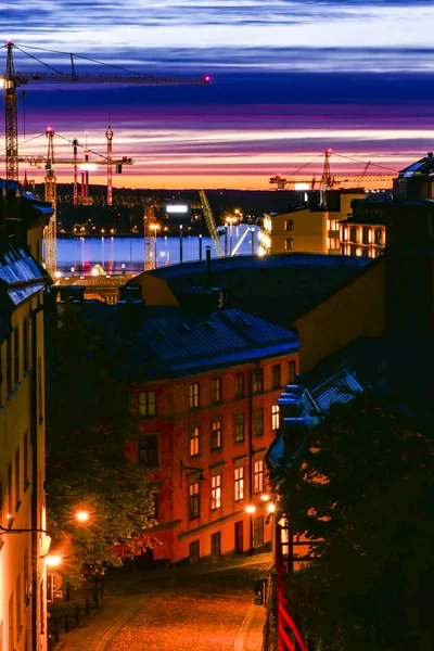 Sztokholm Szwecja Panoramę Miasta Świcie Bastugatan — Zdjęcie stockowe