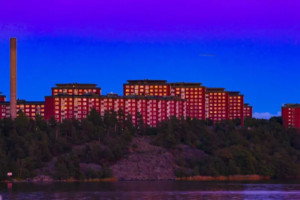 Stockholm Suède Quartier Lidingo Coucher Soleil — Photo