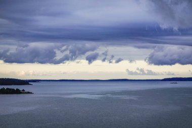 Turku, Finlandiya vapurdan Finlandiya 'ya Baltık Denizi manzarası.